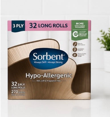 Sorbent 3 Ply Bath Tissue 32x270 Sheets